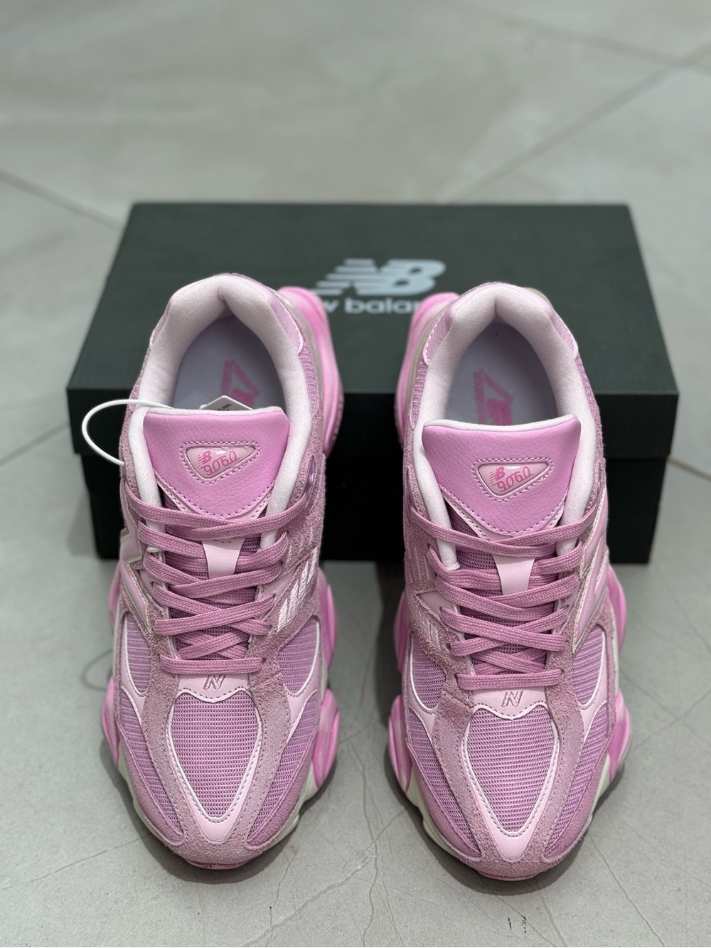 New Balance 9060 Pink Purple Suede Mesh Sneakers - Picture 3 of 9